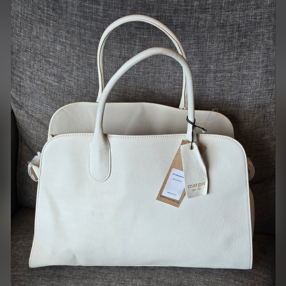 MARGOT New York Real Genuine Leather Shoulder “Bowling Bag” Tote
